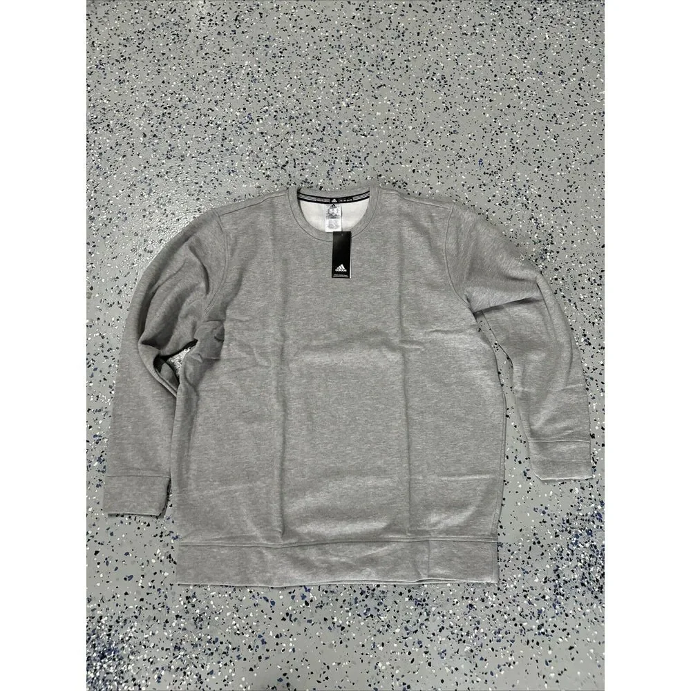 Adidas Mens Sweatshirt Gray Small Crew Pullover Fleece Sweater NWT New